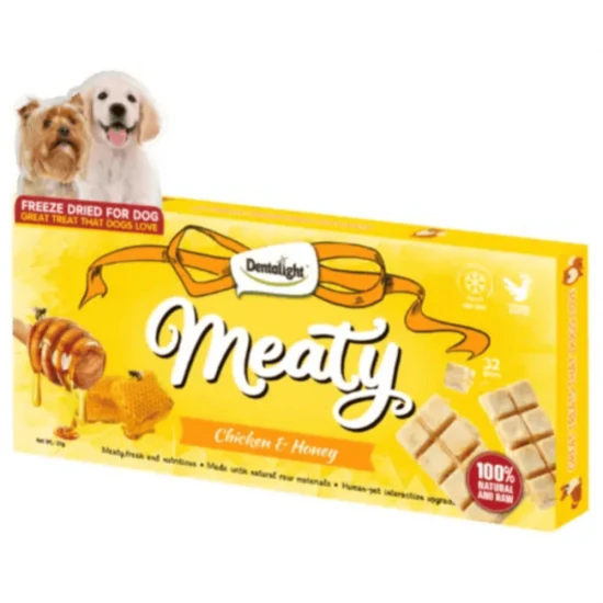 Dentalight Meaty Freeze-Dried Лиофилизирано лакомство за кучета с пиле и мед, 20 г (32 хапки)
