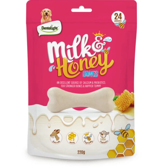 Дентални кокали Dentalight Milk honey sticks с козе мляко, пчелно млечице и мед за малки кучета