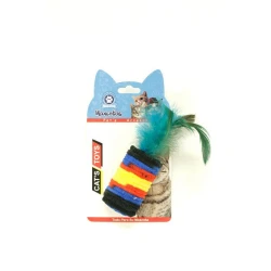 Цилиндрична плюшена играчка за котка с перца