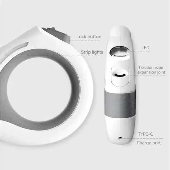 Автоматичен повод лента HANDSFREE с LED фенерче