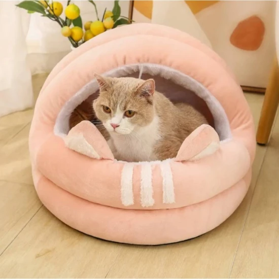 Плюшена къща Иглу с ушички и топче за домашен любимец