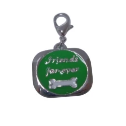 Адресник медальон зелен с кокалче Friends for ever